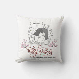 Süße Weihnachtskatzen „Miau“ Holiday-Design Kissen