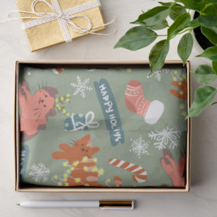 Süße Weihnachtskatzen Muster Seidenpapier