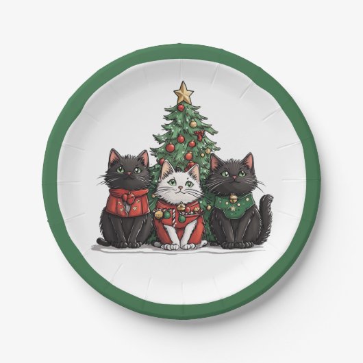 Süße Weihnachtskatzen Pappteller (Vorderseite)