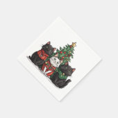 Süße Weihnachtskatzen Serviette (Ecke)