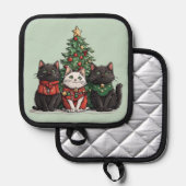 Süße Weihnachtskatzen Topflappen (Vorderseite/Rückseite)