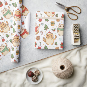 Süße Weihnachtskatzen und Feiertagsleckereien Geschenkpapier
