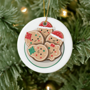 Süße Weihnachtskekse auf einem Teller – Fröhliche Keramik Ornament