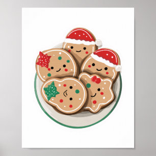 Süße Weihnachtskekse auf einem Teller – Fröhliche Poster