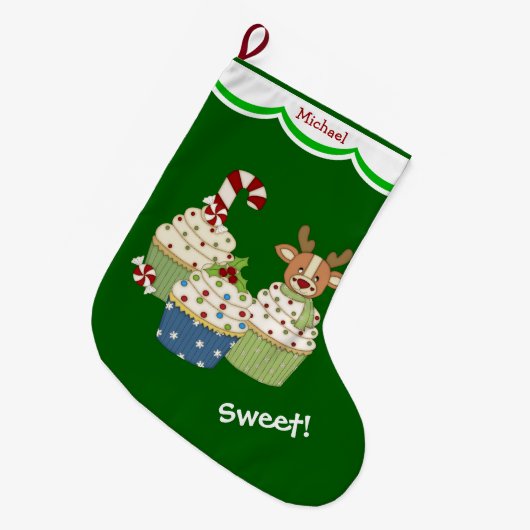 Süße Weihnachtskleine kuchen personalisiert Großer Weihnachtsstrumpf (Vorderansicht (hängend))