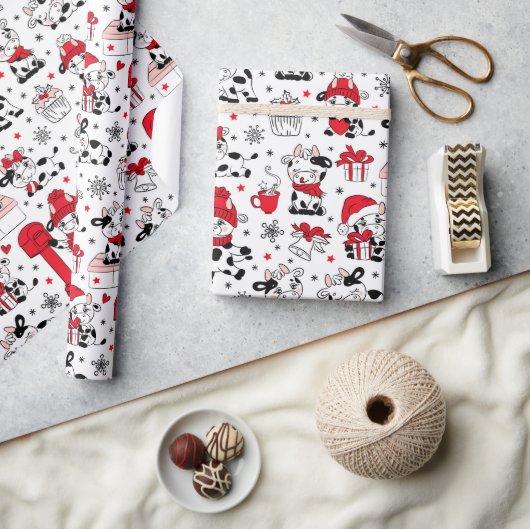 Süße Weihnachtskuh Stier Geschenkpapier (Kunsthandwerk)
