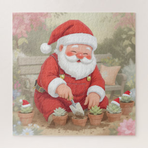 Süße Weihnachtskunst Santa Gärtnern Sukkulenten Puzzle