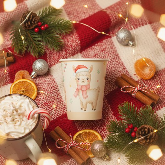Süße Weihnachtslama Pappbecher