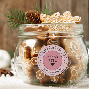 Süße Weihnachtsleckereien Herz Personalisiert Runder Aufkleber