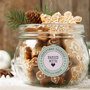 Süße Weihnachtsleckereien Herz Personalisiert Runder Aufkleber