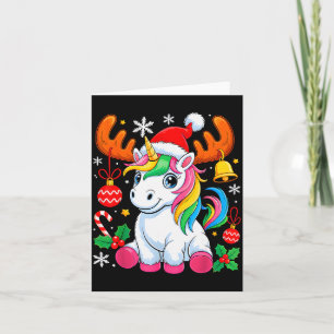 Süße Weihnachtsmädchen Frauen Xmas Einhorn Hirsch  Karte