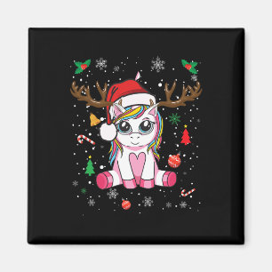 Süße Weihnachtsmädchen Frauen Xmas Einhorn Hirsch Magnet
