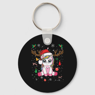 Süße Weihnachtsmädchen Frauen Xmas Einhorn Hirsch Schlüsselanhänger