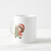 Süße Weihnachtsmädchen-Tannenbaum-Dekor-Tasse Kaffeetasse (Vorderseite Links)