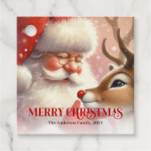 Süße Weihnachtsmann- und Rudolph-Weihnachtsgeschen Geschenkanhänger (Vorderseite)
