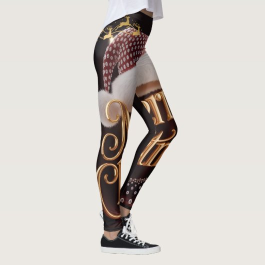 Süße Weihnachtsmannmütze & Typografie Leggings (Rechts)