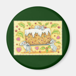 Süße Weihnachtsmäuse tragen einen Früchtekuchen-De Magnet