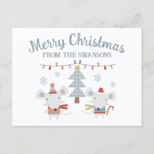 Süße Weihnachtsmäuse und Baum Postkarte