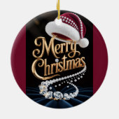 Süße Weihnachtsmütze Keramik Ornament (Hinten)