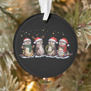 Süße Weihnachtsotter mit Santa-Hüten Lustige Tiere Ornament