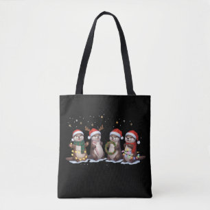 Süße Weihnachtsotter mit Santa-Hüten Lustige Tiere Tasche