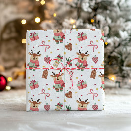 Süße Weihnachtspapierverpackung mit einem Reh Geschenkpapier