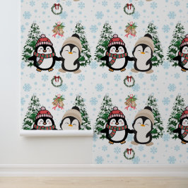 Süße Weihnachtspinguine Winter Wonderland Wallpape Tapete