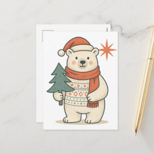 Süße Weihnachtspolarbär-Postkarte Skandinavisch Feiertagspostkarte