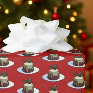 Süße Weihnachtspudding-Brandy-Sauce-Holly-Muster Geschenkpapier