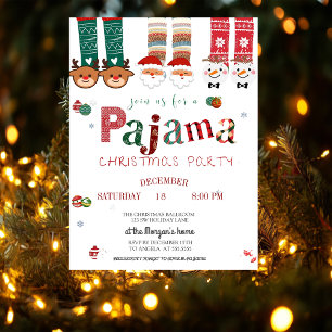 Süße Weihnachtspyjama-Party Einladung