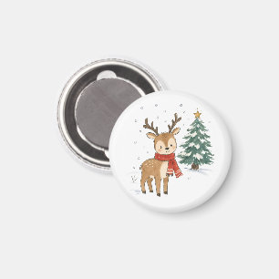Süße Weihnachtsrenentiere mit rotem Schal Magnet