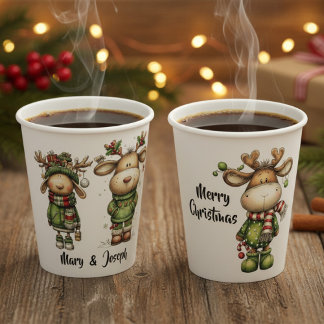 Süße Weihnachtsrenne Pappbecher