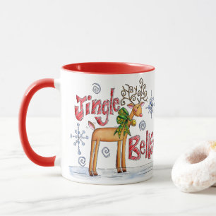 Süße Weihnachtsrentier, Jingle Bells Schneeflocken Tasse