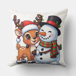 Süße Weihnachtsrentier- & Schneemann-Kissen  Kissen