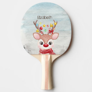 Süße Weihnachtsrentier Tischtennis Schläger