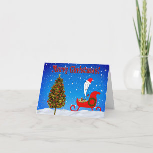 Süße Weihnachtsschlitten- und Vögelchen-Grußkarte Feiertagskarte