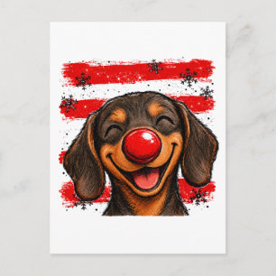 Süße Weihnachtsstreifen-Dachshund Feiertagspostkarte