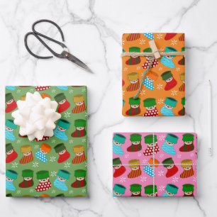 Süße Weihnachtsstrümpfe Geschenkpapier Set
