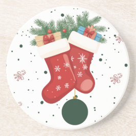 Süße Weihnachtsstrümpfe und Geschenke im Weihnacht Getränkeuntersetzer