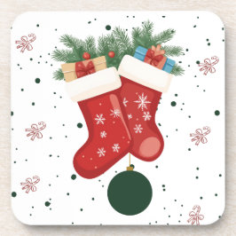 Süße Weihnachtsstrümpfe und Geschenke im Weihnacht Getränkeuntersetzer