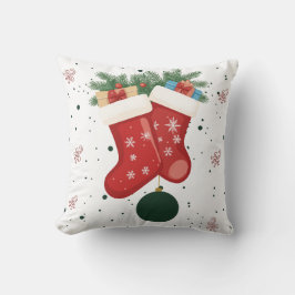 Süße Weihnachtsstrümpfe und Geschenke im Weihnacht Kissen