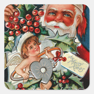 Süße Weihnachtstage Quadratischer Aufkleber