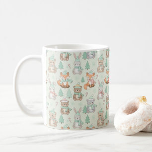 Süße Weihnachtstiere Nahtloses Muster Kaffeetasse
