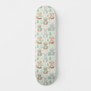 Süße Weihnachtstiere Nahtloses Muster Skateboard