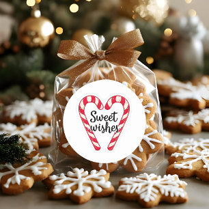 Süße Weihnachtswünsche Aufkleber Zuckerstangen-H