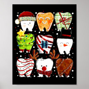 Süße Weihnachtszähne Lustiger Weihnachts-Zahnarzt  Poster