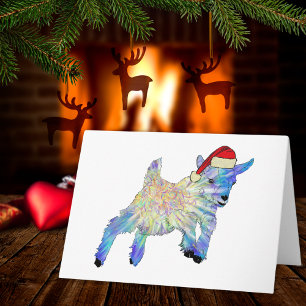 Süße Weihnachtsziege Bunte Bauernhof-Tier-Kunst Karte