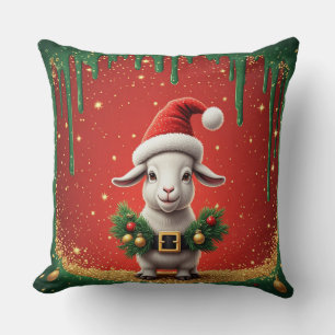 Süße Weihnachtsziege mit Santa Hut Festliches Desi Kissen