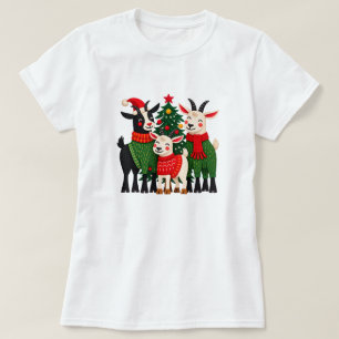 Süße Weihnachtsziegen am Baum T-Shirt