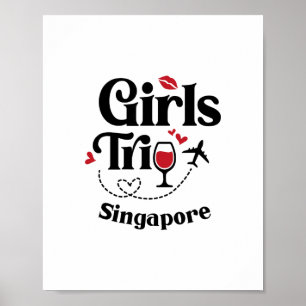 Süße Wein Mädchen Reise Singapur Urlaub Poster